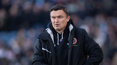 Paul Heckingbottom wearing a Sheffield United manager's jacket