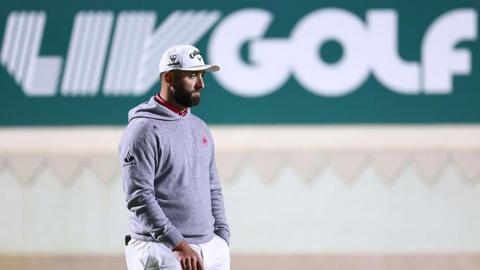 Jon Rahm with a LIV logo