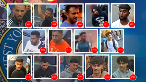 A collage of 14 CCTV images of people police want to trace.