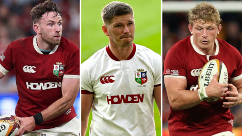 Hugo Keenan, Owen Farrell and Jac Morgan