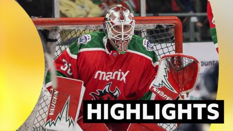 Cardiff Devils’ Christian Stoever in goal against Coventry Blaze