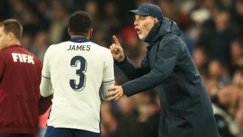 Reece James and Thomas Tuchel