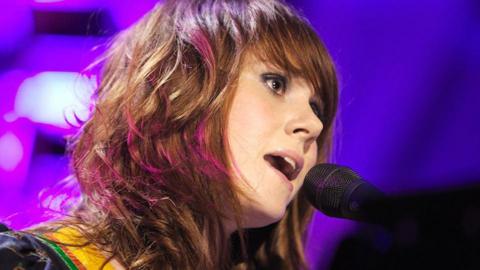 Close-up of Kate Nash singing