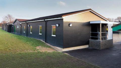 The image shows another of the modular blocks used to house people who are staying at Stubbington study centre