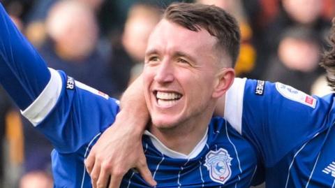 David Turnbull celebrates scoring for Cardiff against Bradford