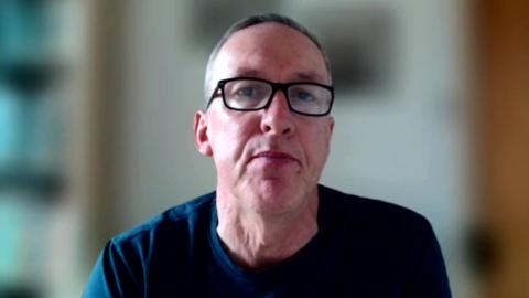 Seismologist Dr Brian Baptie on video call