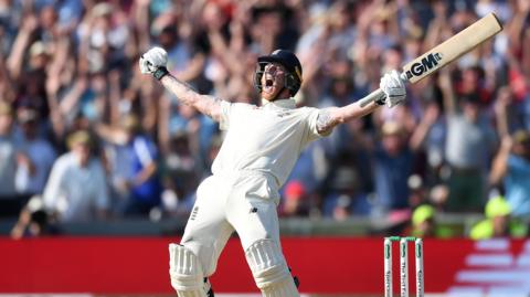 Ben Stokes celebrates winning England an Ashes Test in Headingley