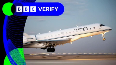 A white US Air Force E-11A BACN taking off (file pic)