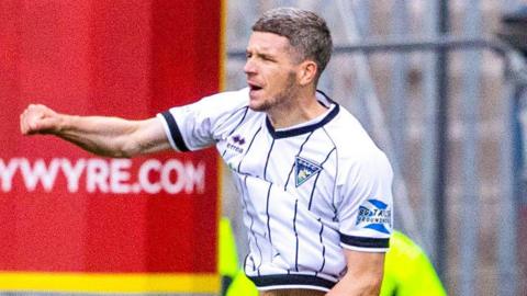 Charlie Gilmour celebrates after scoring for Dunfermline Athletic against Partick Thistle
