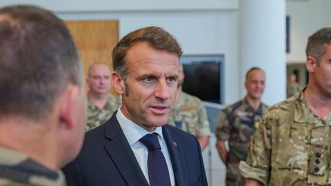 Emmanuel Macron meeting soldiers