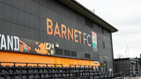 A general view of a stand at Barnet's stadium 