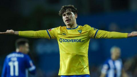 Rodrigo Gomes reacts during a game for Estoril