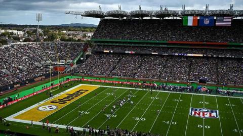 An aerial view of Croke Park during the NFL game between the Steelers and Vikings
