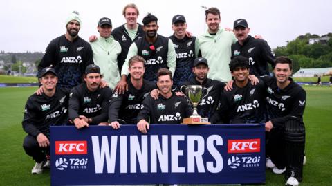 New Zealand with the T20 series trophy