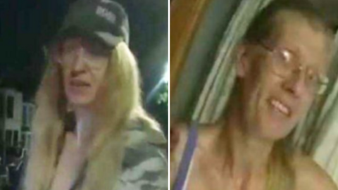 A composite image of a woman in blonde hair and glasses. She is wearing a cap in the first image.