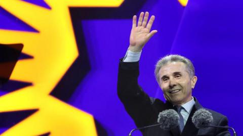 Georgian oligarch Bidzina Ivanishvili attends the final campaign rally of the ruling Georgian Dream party in Tbilisi on October 23, 2024