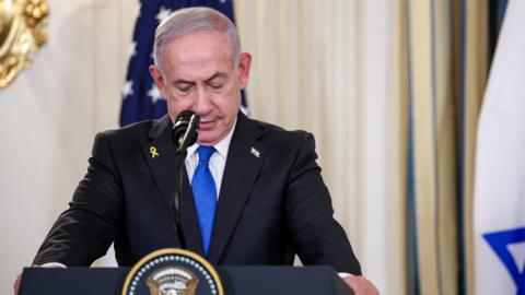 Israeli Prime Minister Benjamin Netanyahu attends a joint press conference
