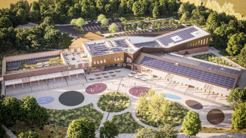 A CGI image of a new school 