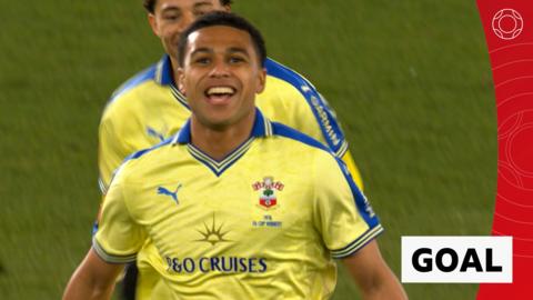 She Charles reacts to scoring a second goal for Southampton against Arsenal in the FA Cup.