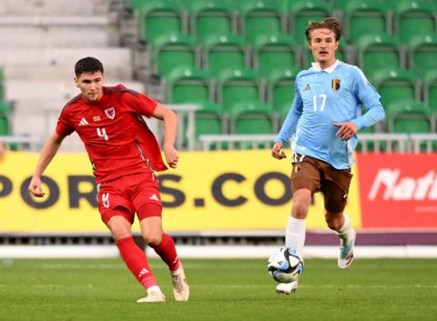 Wales' Ed James in action against Belgium