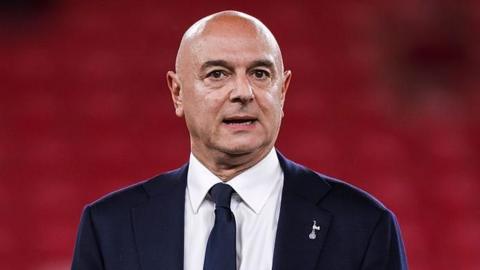 Tottenham Hotspur chairman Daniel Levy looks on during the award ceremony following the team's win over Manchester United in the 2025 Europa League final