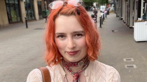 A young voter gives her views to camera about Brexit