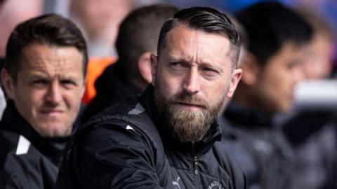 Stephen Dobbie looks on during his time as Blackpool interim boss in 2023