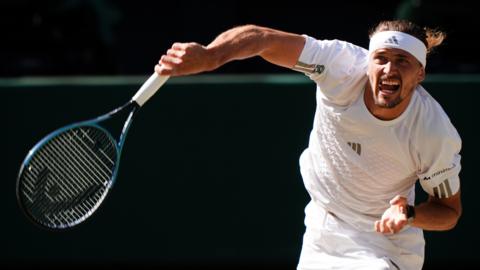 Alexander Zverev serves