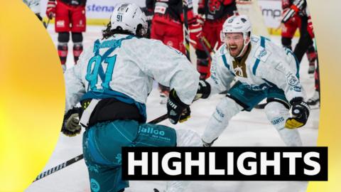 Elijah Barriga celebrates after scoring one of his two crucial late goals in Belfast Giants' 3-1 win over Cardiff Devils