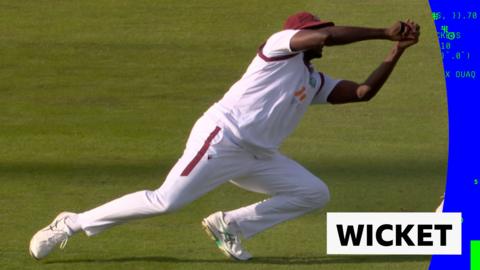 West Indies' Jason Holder takes a catch