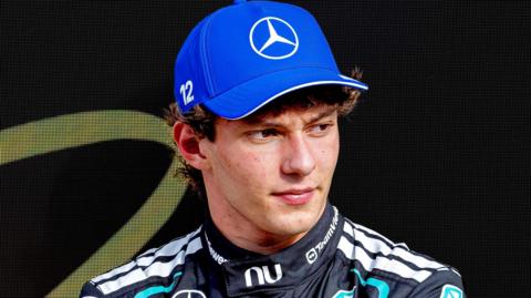 Mercedes' Kimi Antonelli pictured in his racing uniform at the Dutch Grand Prix