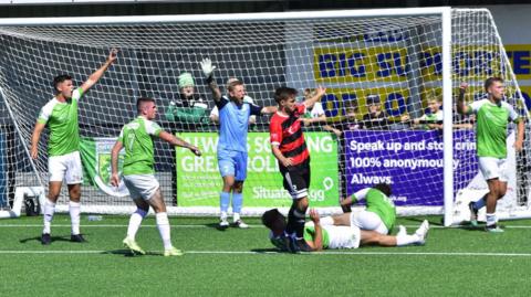 Action from Guernsey FC v Bedfont Sports