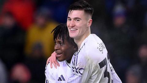 Benjamin Sesko celebrates