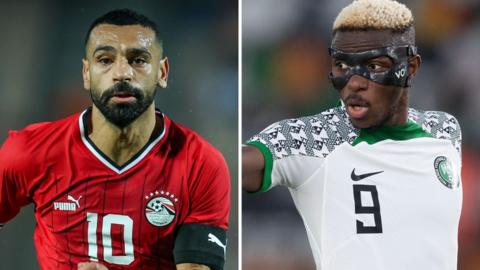 A split image showing Mohamed Salah and Victor Osimhen