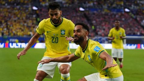 Brazil's Cunha celebrates