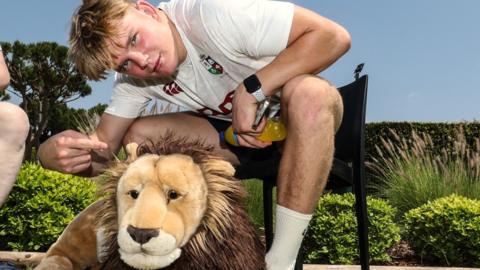 Henry Pollock with Bill the Lion