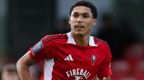 Marcus Dackers of Salford City during the Bristol Street Motors Trophy match between Salford City and Port Vale at Peninsula Stadium on August 20, 2024 