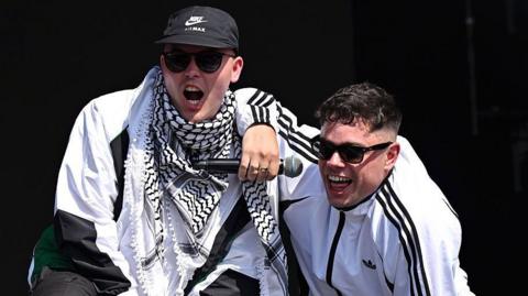Kneecap on stage at Glastonbury