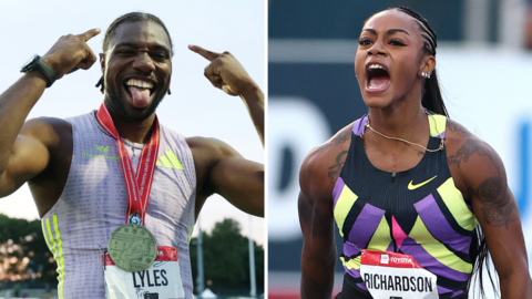 American sprinters Noah Lyles and Sha'Carri Richardson 