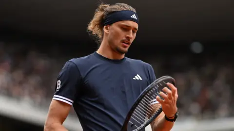 Alexander Zverev hits a forehand