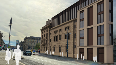 An artist's impression of how a renovated George Hotel in Huddersfield would look.