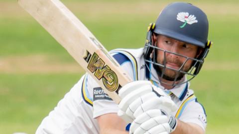 Adam Lyth plays a sweep shot