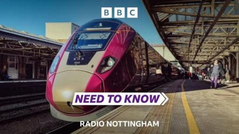 A picture of an Aurora train in the background, with the Need to Know Nottingham brand in the foreground.