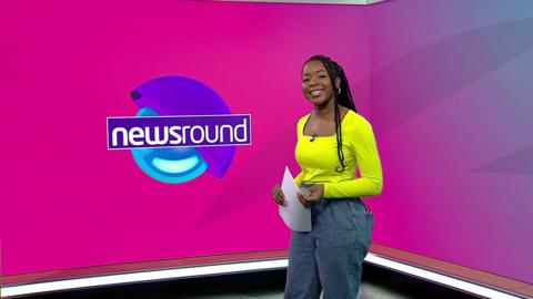 Emma-Louise on the Newsround set