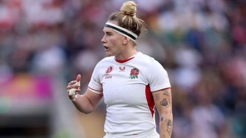 Meg Jones in action for England