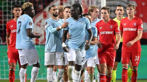 Loum Tchaouna during Lazio's 2-0 win against FC Twente in the Europa League