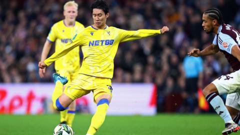 Daichi Kamada scores the winner for Crystal Palace against Aston Villa in the Carabao Cup