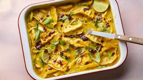 Vietnamese-inspired dumpling traybake