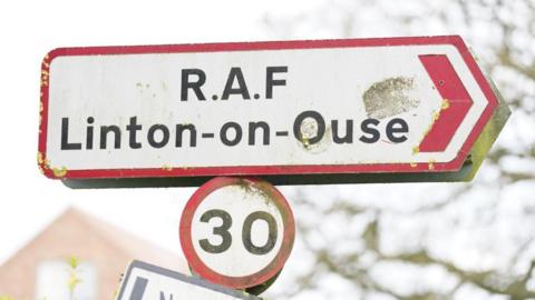 Street sign pointing the way to RAF Linton-on-Ouse