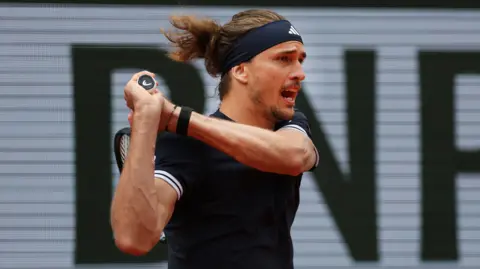Alexander Zverev hits a forehand